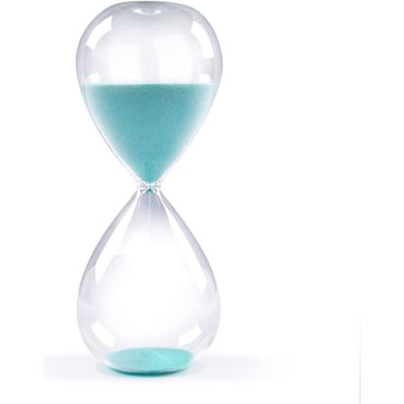 Timeglass med sand, fargerik og trendy, timeglassinspirert glass til hjemmet, kontor- og skrivebordsdekor lake blue 30 min