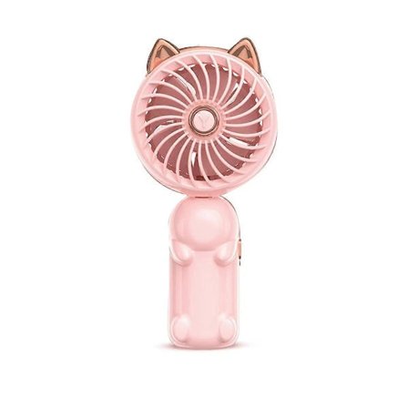 Kantava Käsikäyttöinen Tuuletin Korvilla - Mini Tuuletin USB-Latautuvalla Akulla Taittuva Pieni Tuuletin (Vaaleanpunainen)