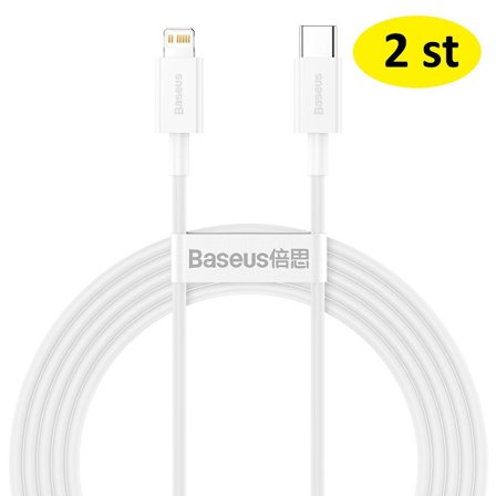 2 st Superkvalitets 20W Baseus-kabel Superior PD USB-C - Lightning 2,0 m Vit