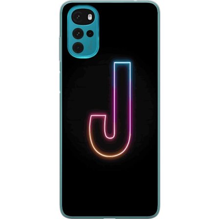 Kompatibel Mobilcover til Motorola Motorola Moto G22 Minimalistisk neonbogstav J i farveskiftende lys mod sort baggrund