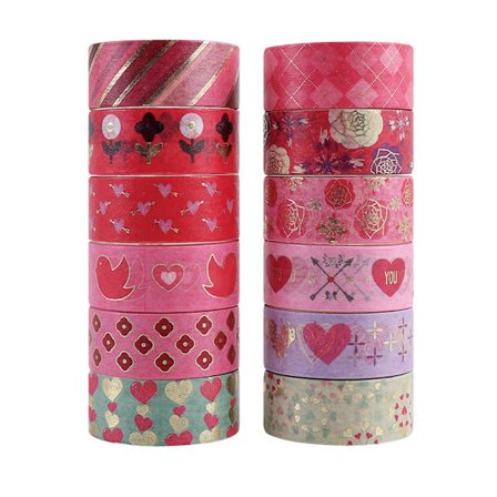 Sæt med 12 ruller sødt guldfolie kærlighedsserie de