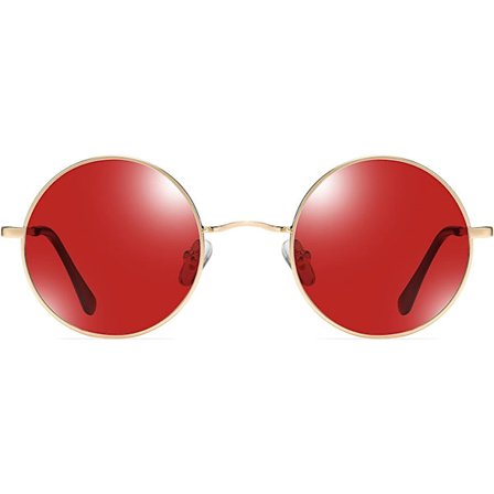 Røde Klassiske Runde Polariserende UV400 Solbriller med Lennon-Stil V