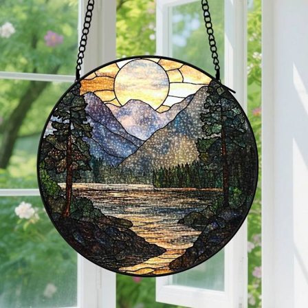 Bergssjölandskap Solfångare för Fönster Hängande - Solfångare Ornament för Mamma Nana Män Kvinna Vän, för Romantisk Gåva till Honom Henne