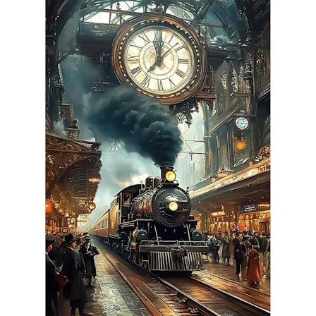 Togstations Diamantkunst Sæt til Voksne, Ur DIY Fuld Drill Diamantmaleri Sæt til Begyndere, 5D Ædelstens Kunsthåndværk til Voksne, 