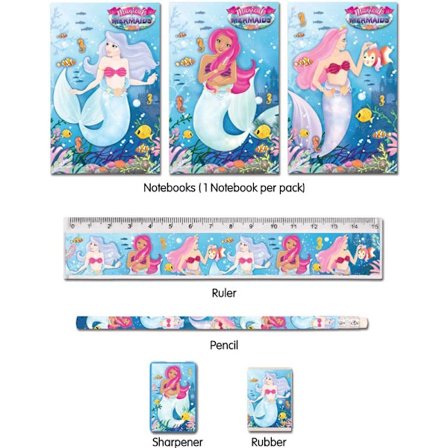 30 delt skrivesæt med supergirls feer og havfruer