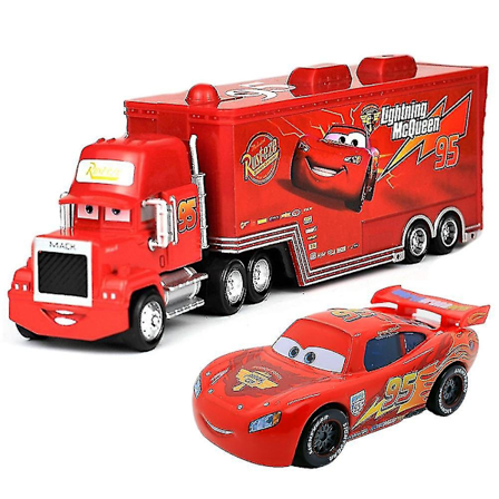 Elokuva Autot 2 3 Hahmot Salama McQueen & Kuningas & Chick Hicks & Mack Rekka Setä Metalli Die-cast Leluauton Vehical Malli -WELLNGS Mcqueen