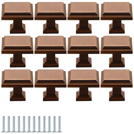 12 st fyrkantiga skåpknoppar, fyrkantiga skåpknoppar, dra handtag för köksskåp, knopp med skruvar för byrå, gul