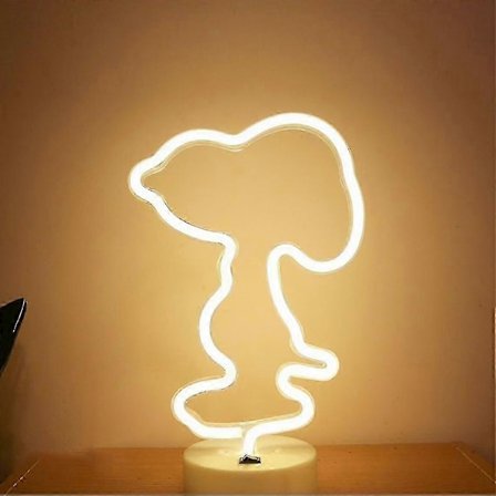 Snoopy Neon Lys Skilt Varm LED Neon Kunst Dekorativ Bordlampe Barnerom Bursdagsfest Lys