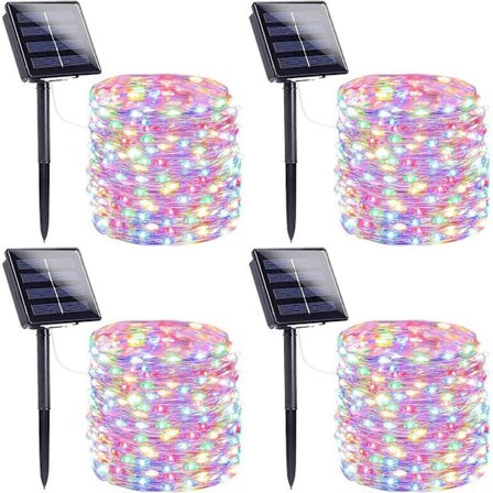 Solcelle-lyskæde 4-pak 800 LED, kobbertråd, udendørs dekorationslys til jul & fest_TF_TF