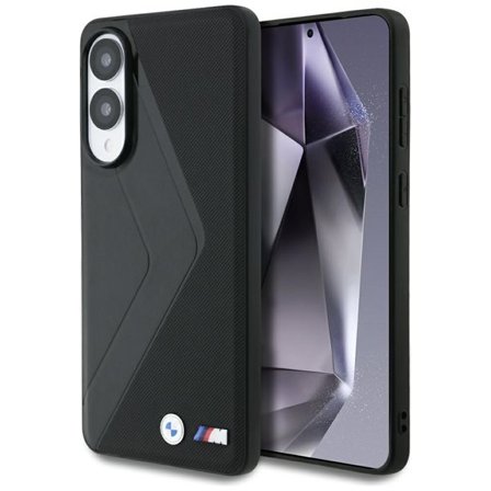 BMW Overdimensioneret MagSafe-etui i læder med striber til Samsung Galaxy S25 Edge - sort