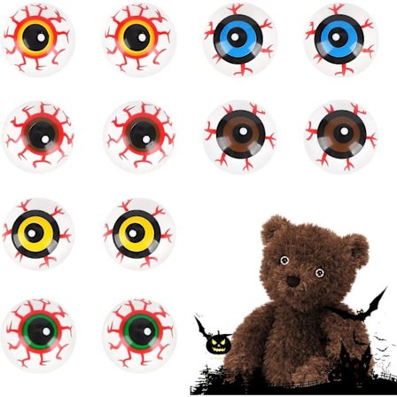 12 stk. Halloween Halve Øjne Props - Plastik Hule Halve Øjne Til Uhyggelig Dekoration