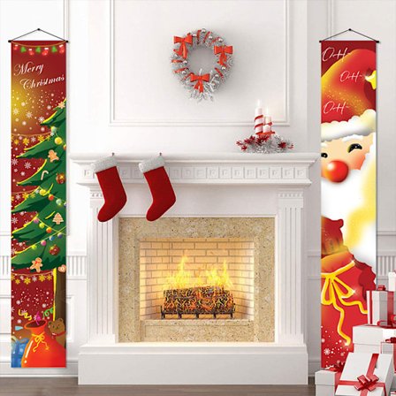 Utendørs Juledekorasjonsbanner - Varmt Lys Juletre, Juleskilt, Julebanner, Jule Dørdekorasjon