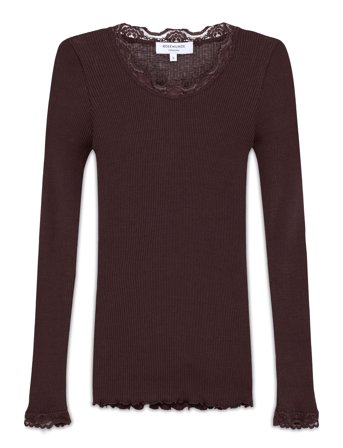 Rosemunde Rwbabette Silk Ls Lace T-Shirt - Brown - L