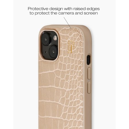 Vegan Leather Case iPhone 13 / 14 / 15 / 16e Warm Beige Croco