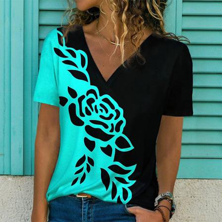 Dam Boho T-shirt V-ringad Tröja