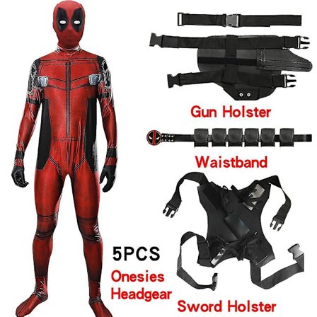 Deadpool Kostym Cosplay Barn Vuxen Dräkt Anime Superhjälte Cosplay Dödsbringare Anime Vuxen Service Leotard Hattar Tillbehör Anime 5 DELAR 5 DELAR-FF-