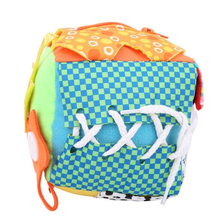 Multifunksjonell Baby Læringsleke Stoffkube med Glidelås Knapp Spenne Skolisse