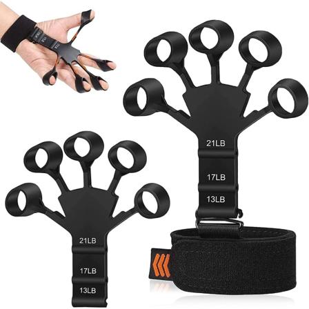 2-pack Finger trainer med 6 forskjellige motstander - Perfet Svart