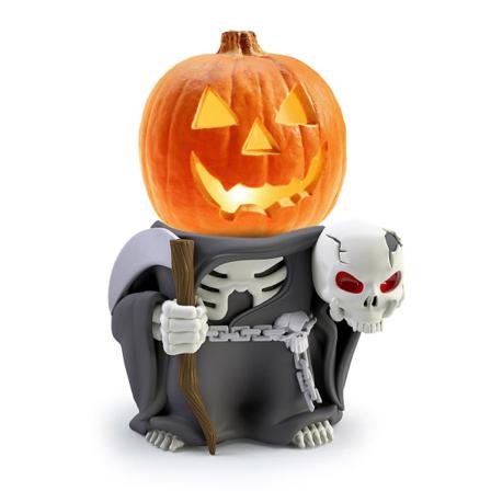 Halloween Glödande Resin Pumpkin Knight Staty Orange 1 Styck