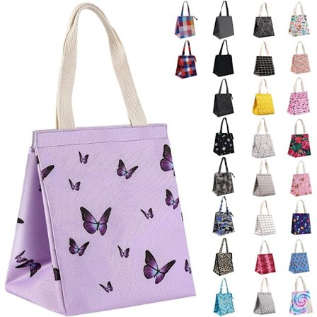 Isolert lunsjpose for kvinner, slitesterk, bredåpen, sammenleggbar og bærbar lunsjpose med innerlommer, vanntett, termisk lunsjkjøler for voksne