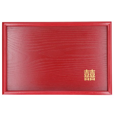 Pieni puinen tarjoilualusta, koristeellinen tarjoiluvati, välipalahedelmälautanen olohuoneen sohvapöydälle, keittiön pöytätasolle, punainen neliö S