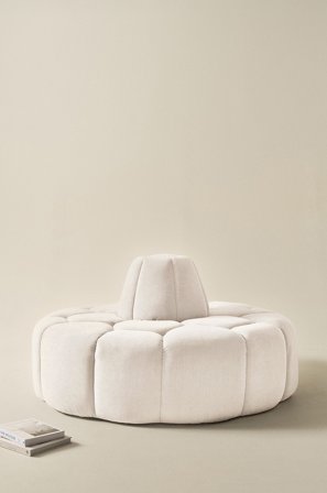 Jotex - Sittepuff, Diameter 140 Cm Eliseouter: champagne color leather /inside: offwhite color velvet - PLEASANT - Kjøp Sittepuffer hos Jotex