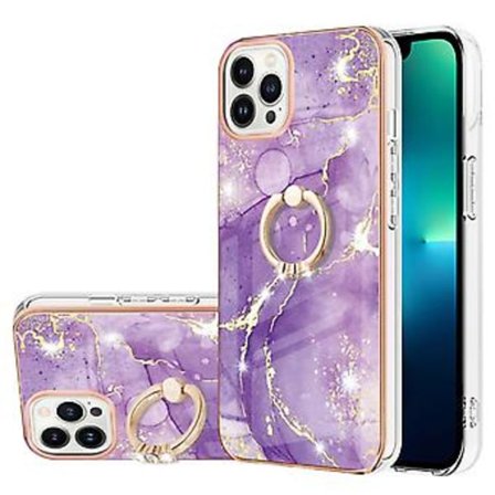 Elektropläterad Marmor IMD TPU-fodral för iPhone 15 Pro Max (Lila 1)