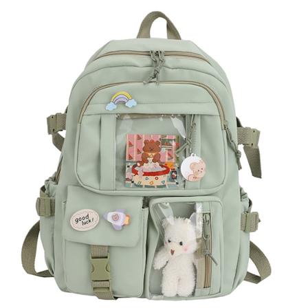 Kawaii reppu, suuri kapasiteetti, söpö karhu, tarvikkeet, reppu kouluun, monikäyttöinen tasku, japanilainen koululaukku teini-ikäisille tytöille
