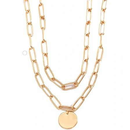 Dame Rundt Anheng Lagdelt Halskjede Smykkeklips Kjedehalskjede