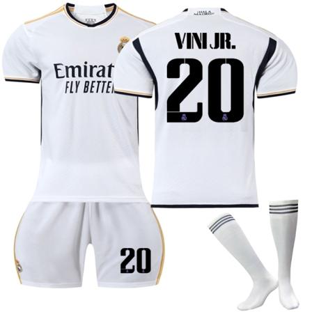 2023-2024 Real Madrid Hemma Fotbollströja för barn Vinicius nr 20 VINI JR 22