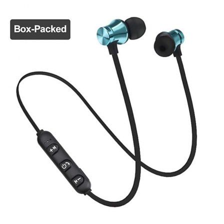 Trådlösa magnetiska Bluetooth-hörlurar Handsfree-headset med mikrofonbrusreducerande hörlurar för Huawei Xiaomi Samsung med låda blue331