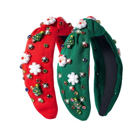 Julehodeplagg for kvinner, innlagt med rhinestones, krystaller, julenissen, snøfnuggdekorasjoner, julepynt som gaver grønn