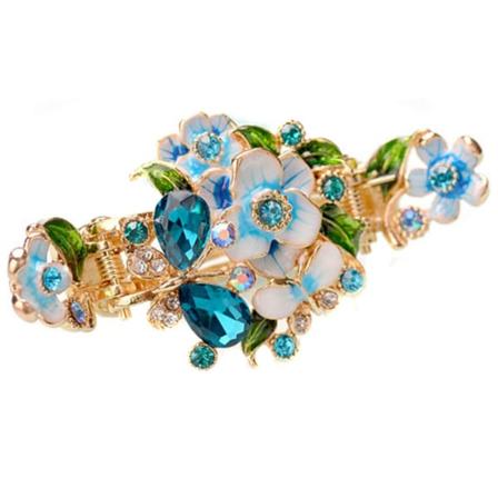 Rhinestone-metallikampahammas kaksoisjousella, vintage-sähkömaalatut kukat, kiiltävät kristallit, pääpanta, hiuspinnit, seosrapuhiuspinnit, 