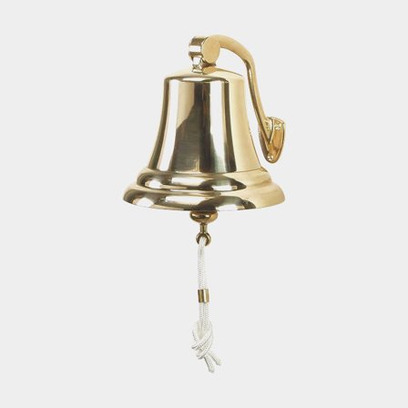 Skibsklokke Deluxe, messing, Ø175 mm + beslag