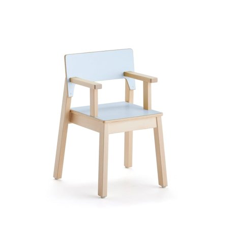Children's chair LOVE with armrests, H 350 mm, birch, blue laminate
