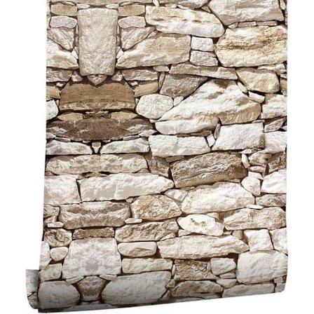 0,45*6M Selvklæbende Tapet Sten Mur Effekt Blade Aftageligt Mærkat Dekorativ PVC Vinyl Vandtæt Film til Stue Væg Køkken Soveværelse Møbler