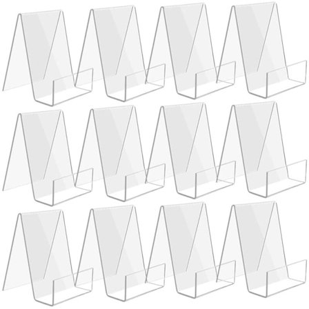 12 Pak Akryl Bogestøtte, Klar Bogestativ, Akryl Displaystativ til Bøger, Fotos, Brochurer, Tablets