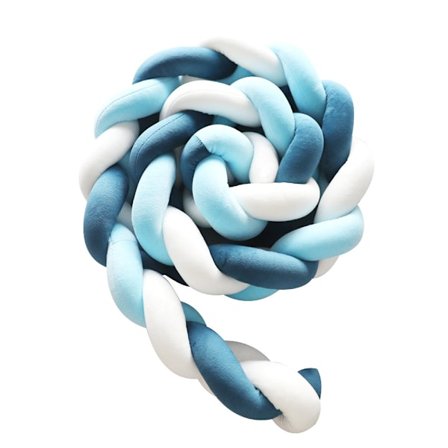 Flettet sengekant 3M i mørk blå, blå og hvit - Baby sengekant