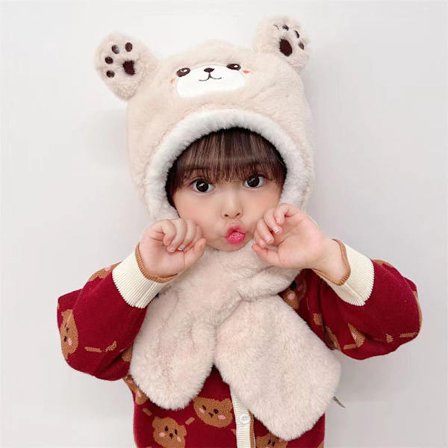 Børne Onesize Hat Halsklæde Plys Tykk Varme Sød Super Bo