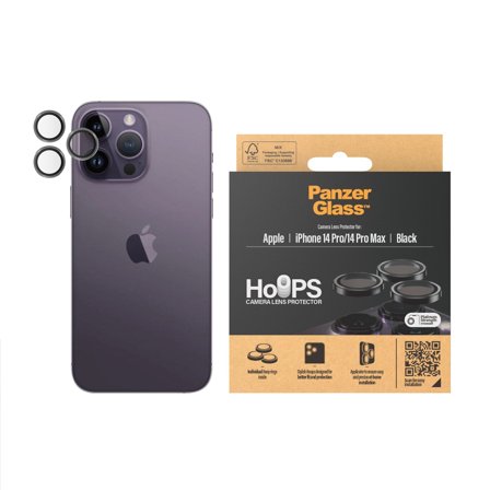 Panzer Hoops Black Camera Lens Protector iPhone 14 Pro | Max PanzerGlass - High quality tempered glass screen protector