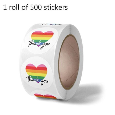 500 stk. Hjerte Tak-klistermærker Forseglingsetiket til lille butik Bryllupsgavepakke