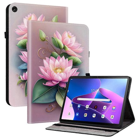 Läderfodral med mönster och ställ för Lenovo Tab M10 Plus (3:e generationen) med kortfack