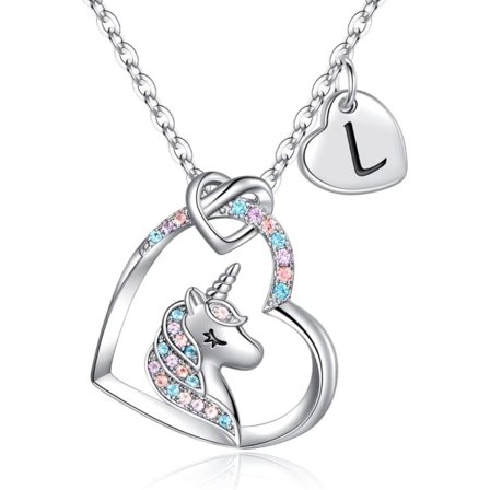 Yksisarvislahjat tytöille - CZ-sydänmuotoinen riipus Yksisarviskaulakoru tytöille Korut Alkuperäinen Yksisarviskaulakoru Syntymäpäivälahja