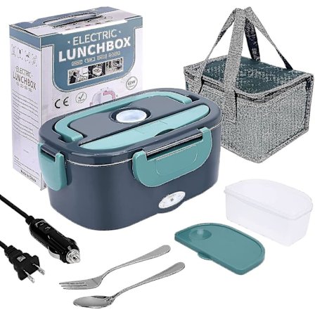 Elektrisk matlådevärmare, 3 i 1 60w högeffekts bärbar mikrovågsugn för bil och hem - 12v 24v /110v, läcksäker, 1,5l löstagbar 304 st