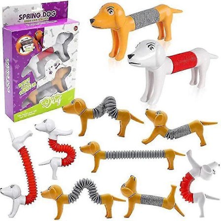 1- 4 stk. Nyhed Fjeder Hund Pop Rør Sensorisk Legetøj Stresslindrende Bælge Legetøj Til Voksne Børn Anti-stress Klemme Legetøj Gaver