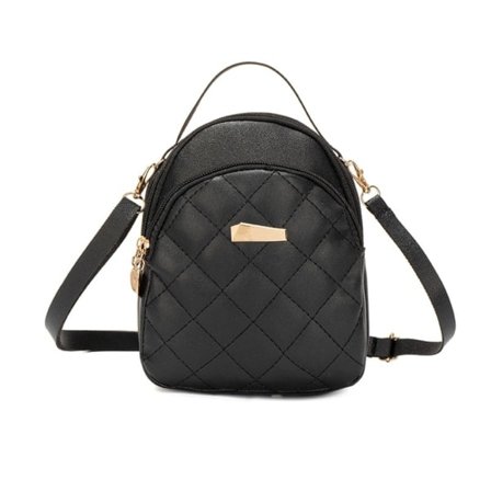 Quiltad Ryggsäck för Kvinnor Matchande Ryggsäck Kvinnor Liten Telefonväska Flickor Skolväska Dam PU Läder Casual Ryggsäck Svart