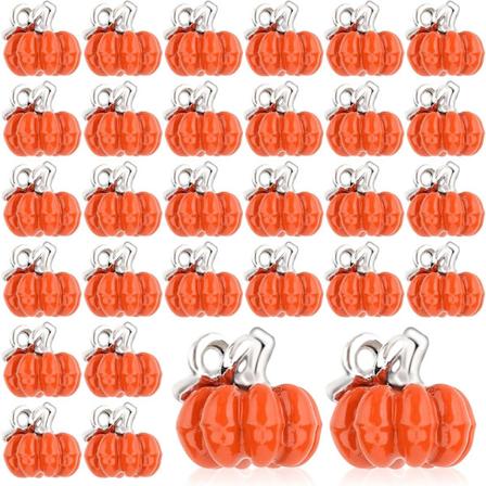 30-pack 3D Legering Pumpaberlocker, Tacksägelse Höst Halloween Pumpaberlocker för Smyckestillverkning, DIY Örhängen, Halsband