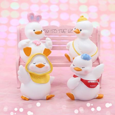 4 söpöä valkoista ankkaa auton koristeluun leivonnaisiin kakun koristeluun gi