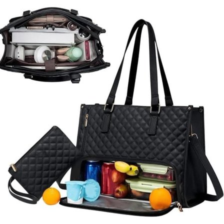 2-i-1 Handbag and Lunch Bag - 15.6 inch, Insulated Lunch Tote, Leakproof Cooler Bag, Laptop Bag for Work
