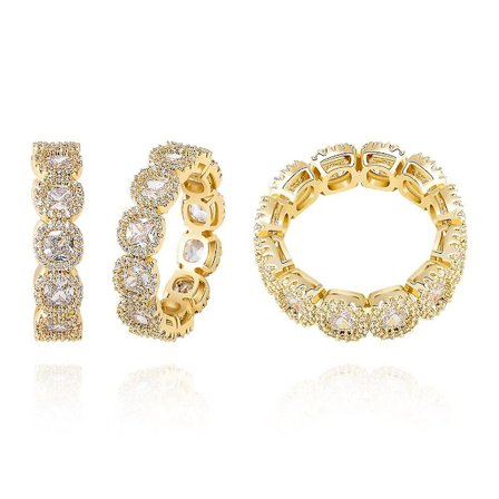 Guld Silver Färg 27mm Zirkon Ringar Koppar Iced Out Ringar Hip Hop Mode Smycken Present Till Män Kvinnor